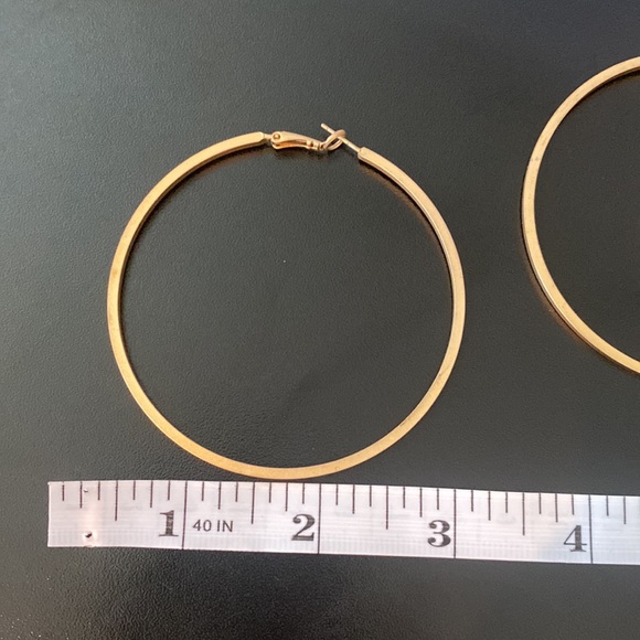 Matte Gold Hoops - Picture 2 of 4